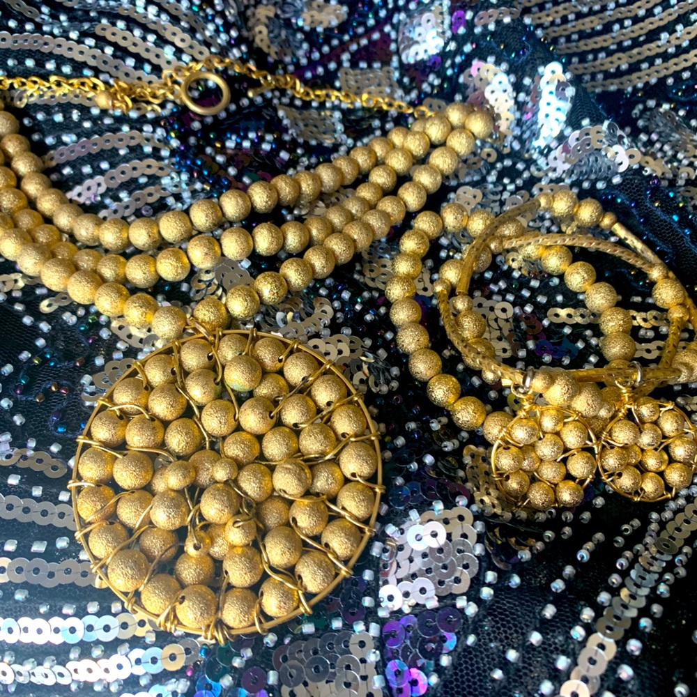 Beautiful beaded gold plated necklace